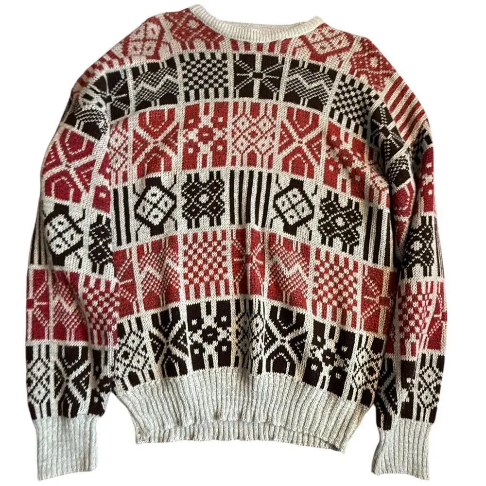 Xtreme Gear Vintage Geometric Patchwork Sweater M Korea 80s 90s Bold Knit